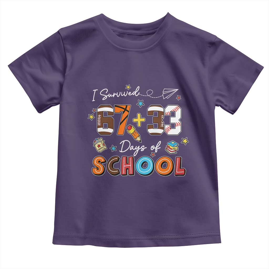 I Survived 67 33 Days Of School Toddler T Shirt Funny 100th Days of School 67 Sport Lover TS11 Purple Print Your Wear