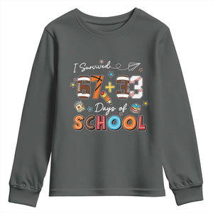 I Survived 67 33 Days Of School Youth Sweatshirt Funny 100th Days of School 67 Sport Lover TS11 Dark Heather Print Your Wear