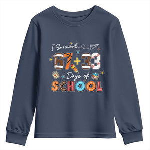 I Survived 67 33 Days Of School Youth Sweatshirt Funny 100th Days of School 67 Sport Lover TS11 Navy Print Your Wear