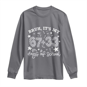 Bruh It Is My 67 33 Days Of School Long Sleeve Shirt 100th Days Of School Funny 67 Groovy Checkered TS11 Charcoal Print Your Wear