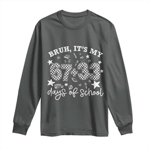 Bruh It Is My 67 33 Days Of School Long Sleeve Shirt 100th Days Of School Funny 67 Groovy Checkered TS11 Dark Heather Print Your Wear