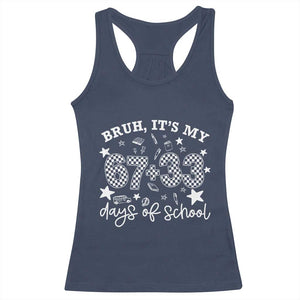 Bruh It Is My 67 33 Days Of School Racerback Tank Top 100th Days Of School Funny 67 Groovy Checkered TS11 Navy Print Your Wear
