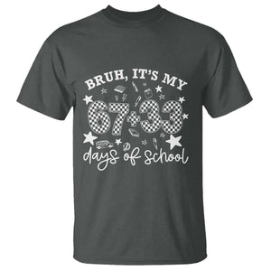 Bruh It Is My 67 33 Days Of School T Shirt 100th Days Of School Funny 67 Groovy Checkered TS11 Dark Heather Print Your Wear
