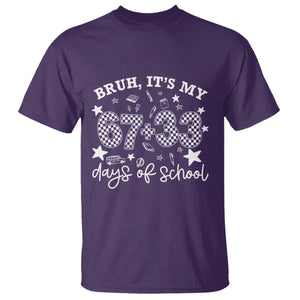 Bruh It Is My 67 33 Days Of School T Shirt 100th Days Of School Funny 67 Groovy Checkered TS11 Purple Print Your Wear