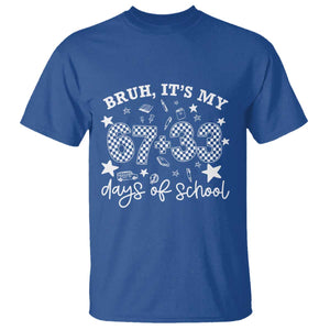 Bruh It Is My 67 33 Days Of School T Shirt 100th Days Of School Funny 67 Groovy Checkered TS11 Royal Blue Print Your Wear