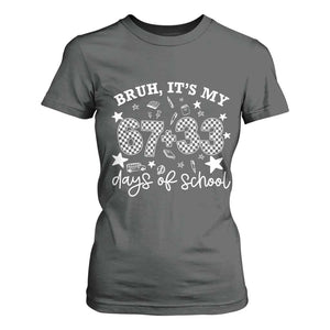 Bruh It Is My 67 33 Days Of School T Shirt For Women 100th Days Of School Funny 67 Groovy Checkered TS11 Dark Heather Print Your Wear
