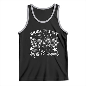 Bruh It Is My 67 33 Days Of School Tank Top 100th Days Of School Funny 67 Groovy Checkered TS11 Black Athletic Heather Print Your Wear