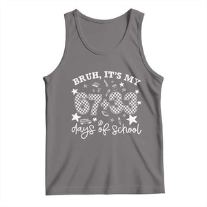Bruh It Is My 67 33 Days Of School Tank Top 100th Days Of School Funny 67 Groovy Checkered TS11 Deep Heather Print Your Wear
