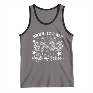 Bruh It Is My 67 33 Days Of School Tank Top 100th Days Of School Funny 67 Groovy Checkered TS11 Deep Heather Black Print Your Wear