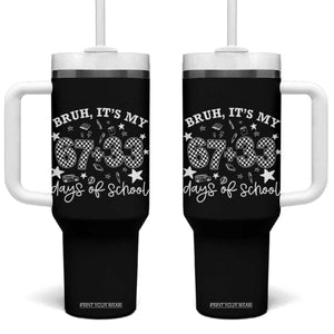 Bruh It Is My 67 33 Days Of School Tumbler With Handle 100th Days Of School Funny 67 Groovy Checkered TS11 One Size: 40 oz Black Print Your Wear