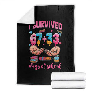 I Survived 67 33 Days Of School Throw Blanket Funny 100 Days of School 67 Ice Cream Drip TS11 Black Print Your Wear