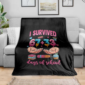 I Survived 67 33 Days Of School Throw Blanket Funny 100 Days of School 67 Ice Cream Drip TS11 Print Your Wear