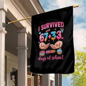 I Survived 67 33 Days Of School Garden Flag Funny 100 Days of School 67 Ice Cream Drip TS11 Print Your Wear