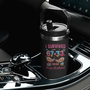 I Survived 67 33 Days Of School Flip Straw Tumbler Funny 100 Days of School 67 Ice Cream Drip TS11 Print Your Wear