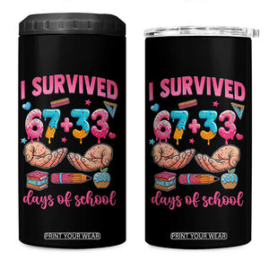 I Survived 67 33 Days Of School 4 in 1 Can Cooler Tumbler Funny 100 Days of School 67 Ice Cream Drip TS11 One Size: 16 oz Black Print Your Wear