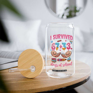 I Survived 67 33 Days Of School Glass Can Funny 100 Days of School 67 Ice Cream Drip TS11 Print Your Wear