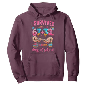 I Survived 67 33 Days Of School Hoodie Funny 100 Days of School 67 Ice Cream Drip TS11 Maroon Print Your Wear