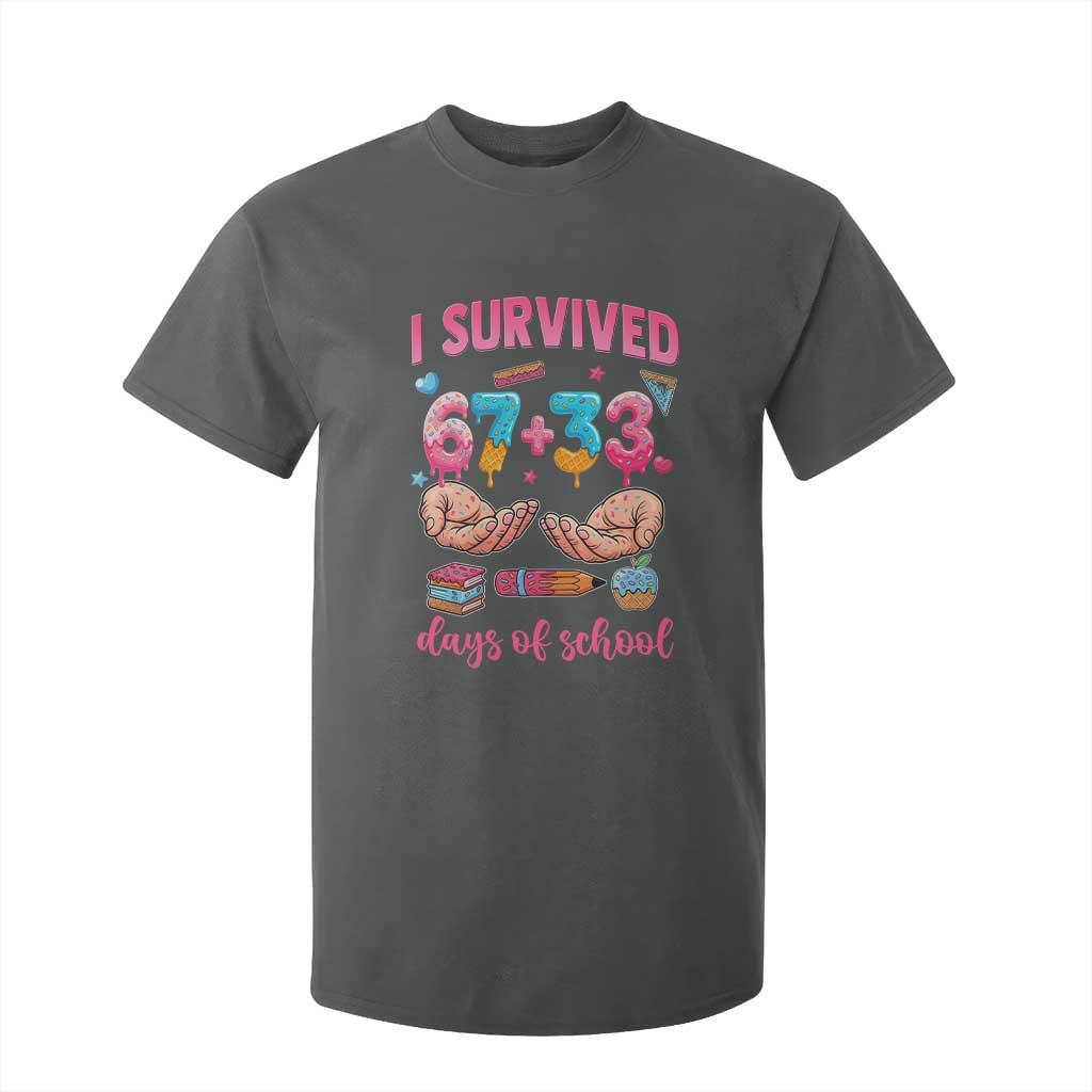 I Survived 67 33 Days Of School T Shirt For Kid Funny 100 Days of School 67 Ice Cream Drip TS11 Dark Heather Print Your Wear