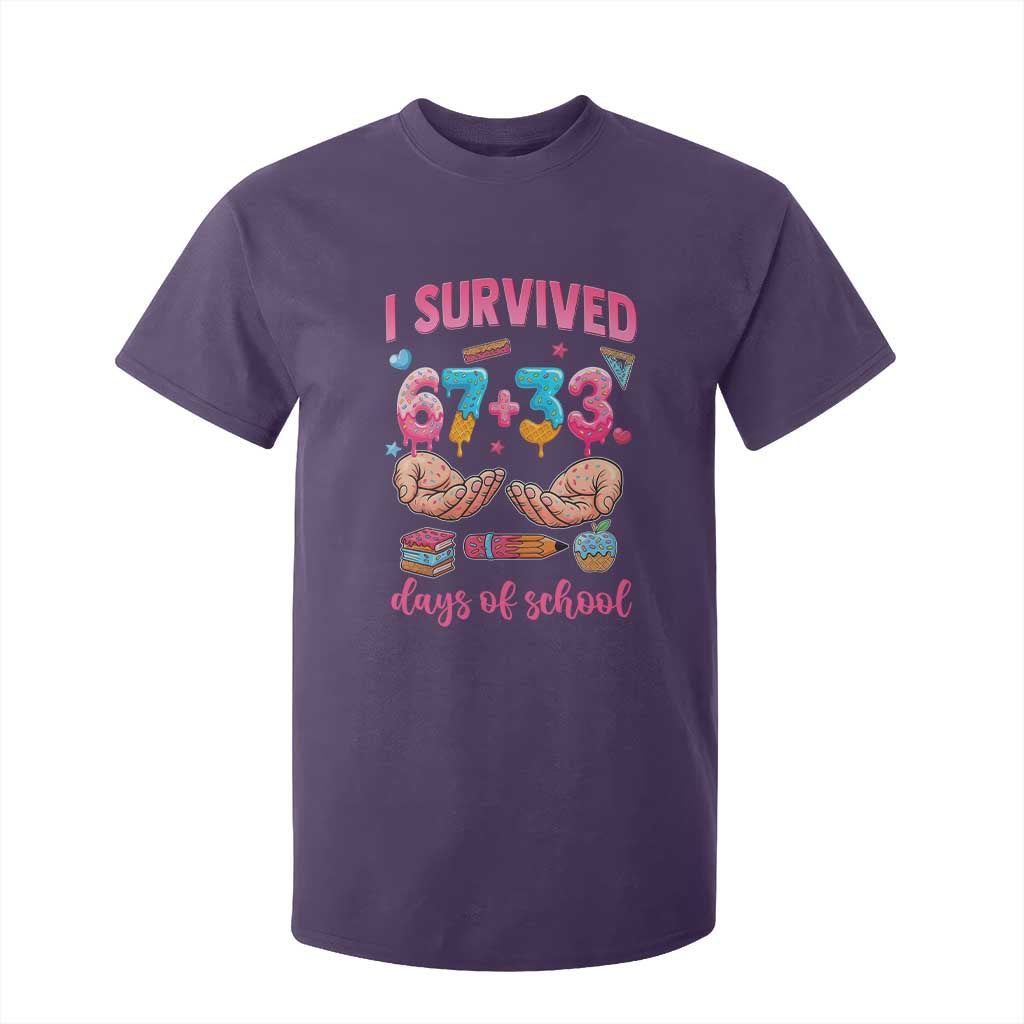 I Survived 67 33 Days Of School T Shirt For Kid Funny 100 Days of School 67 Ice Cream Drip TS11 Purple Print Your Wear