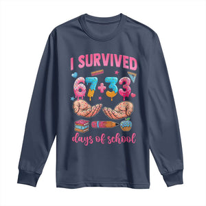 I Survived 67 33 Days Of School Long Sleeve Shirt Funny 100 Days of School 67 Ice Cream Drip TS11 Navy Print Your Wear