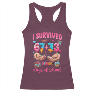 I Survived 67 33 Days Of School Racerback Tank Top Funny 100 Days of School 67 Ice Cream Drip TS11 Maroon Print Your Wear