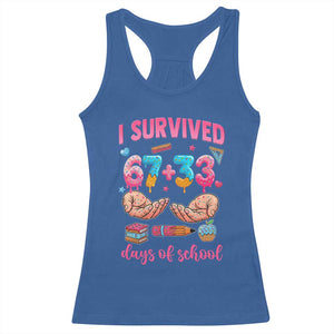 I Survived 67 33 Days Of School Racerback Tank Top Funny 100 Days of School 67 Ice Cream Drip TS11 Royal Blue Print Your Wear
