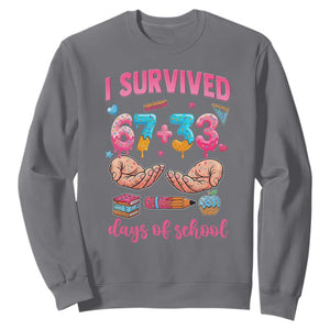 I Survived 67 33 Days Of School Sweatshirt Funny 100 Days of School 67 Ice Cream Drip TS11 Charcoal Print Your Wear
