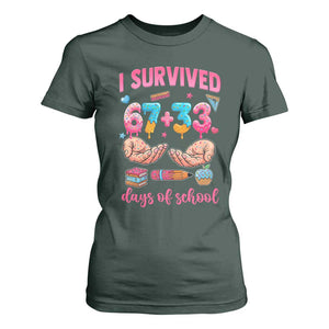 I Survived 67 33 Days Of School T Shirt For Women Funny 100 Days of School 67 Ice Cream Drip TS11 Dark Forest Green Print Your Wear