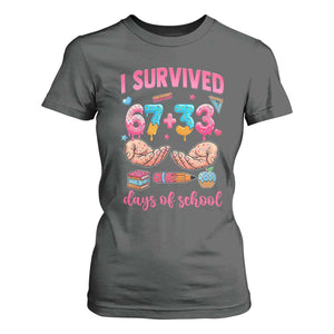 I Survived 67 33 Days Of School T Shirt For Women Funny 100 Days of School 67 Ice Cream Drip TS11 Dark Heather Print Your Wear
