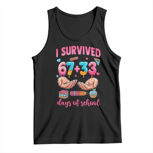 I Survived 67 33 Days Of School Tank Top Funny 100 Days of School 67 Ice Cream Drip TS11 Black Print Your Wear