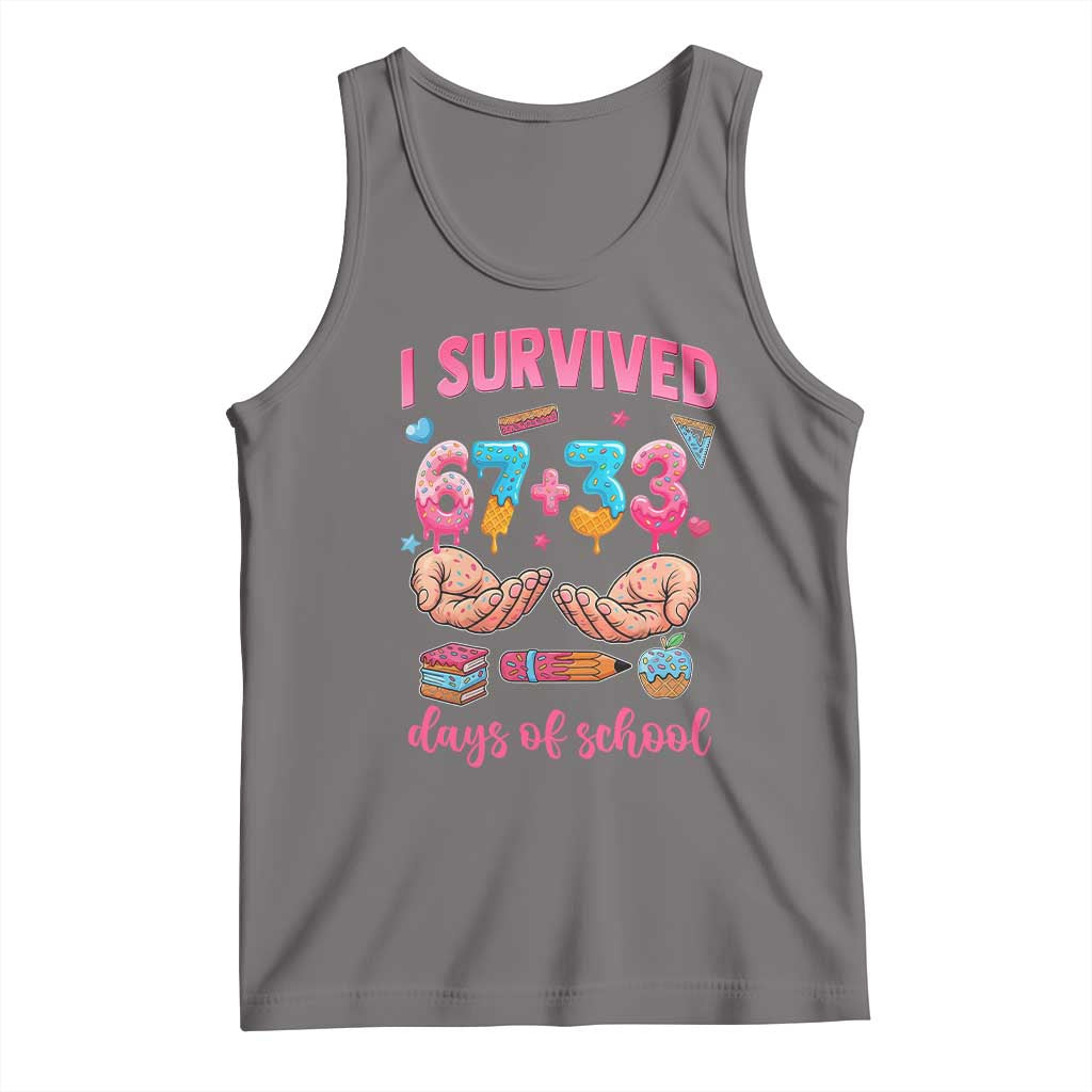 I Survived 67 33 Days Of School Tank Top Funny 100 Days of School 67 Ice Cream Drip TS11 Deep Heather Print Your Wear