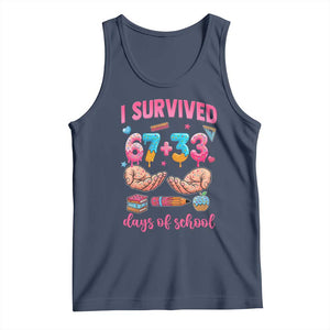 I Survived 67 33 Days Of School Tank Top Funny 100 Days of School 67 Ice Cream Drip TS11 Navy Print Your Wear