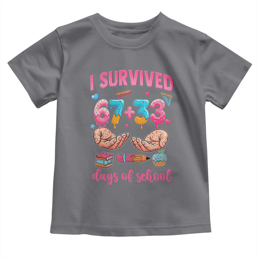 I Survived 67 33 Days Of School Toddler T Shirt Funny 100 Days of School 67 Ice Cream Drip TS11 Charcoal Print Your Wear