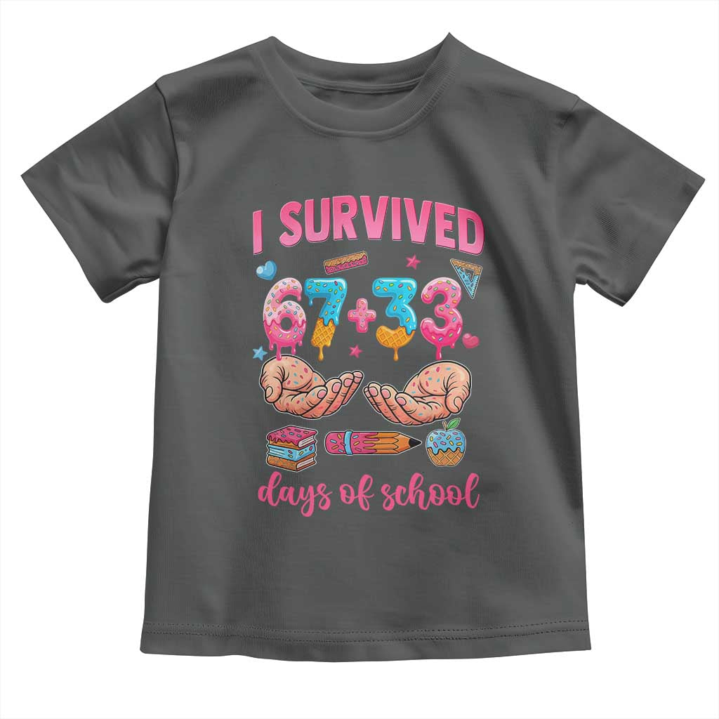 I Survived 67 33 Days Of School Toddler T Shirt Funny 100 Days of School 67 Ice Cream Drip TS11 Dark Heather Print Your Wear