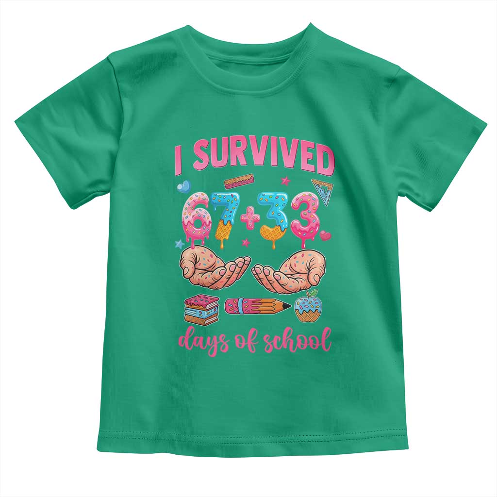 I Survived 67 33 Days Of School Toddler T Shirt Funny 100 Days of School 67 Ice Cream Drip TS11 Irish Green Print Your Wear