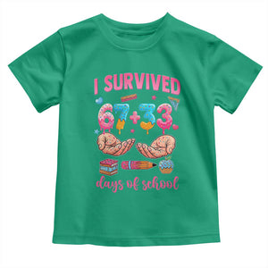 I Survived 67 33 Days Of School Toddler T Shirt Funny 100 Days of School 67 Ice Cream Drip TS11 Irish Green Print Your Wear