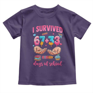 I Survived 67 33 Days Of School Toddler T Shirt Funny 100 Days of School 67 Ice Cream Drip TS11 Purple Print Your Wear
