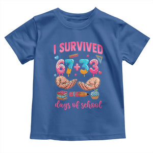 I Survived 67 33 Days Of School Toddler T Shirt Funny 100 Days of School 67 Ice Cream Drip TS11 Royal Blue Print Your Wear