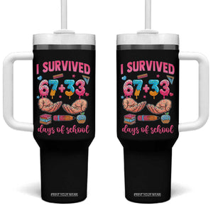 I Survived 67 33 Days Of School Tumbler With Handle Funny 100 Days of School 67 Ice Cream Drip TS11 One Size: 40 oz Black Print Your Wear
