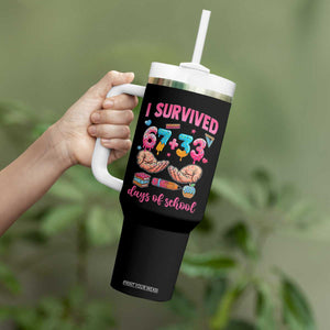 I Survived 67 33 Days Of School Tumbler With Handle Funny 100 Days of School 67 Ice Cream Drip TS11 Print Your Wear