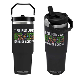 I Survived 67 33 Days Of School Flip Straw Tumbler Funny 100 Days of School 67 Pixel Game TS11 One Size: 30 oz Black Print Your Wear