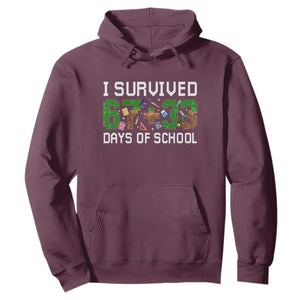 I Survived 67 33 Days Of School Hoodie Funny 100 Days of School 67 Pixel Game TS11 Maroon Print Your Wear