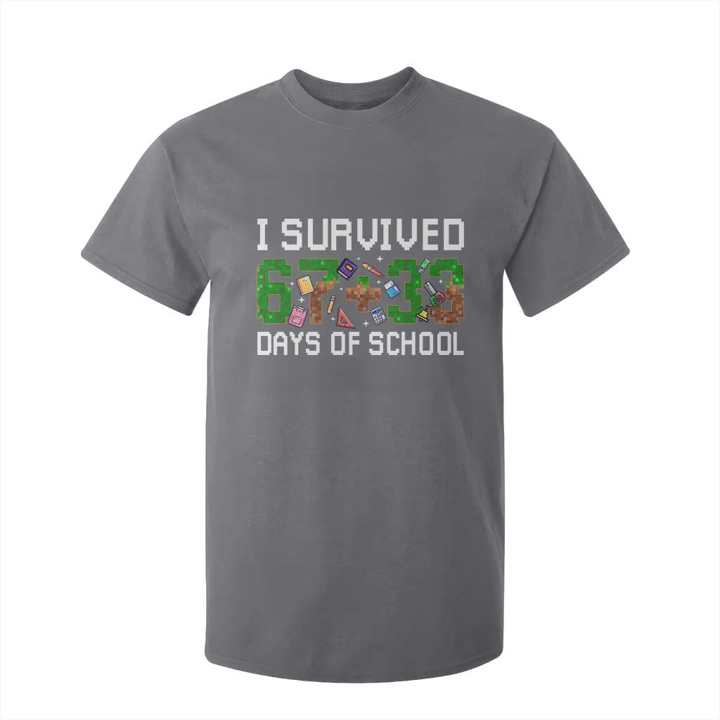 I Survived 67 33 Days Of School T Shirt For Kid Funny 100 Days of School 67 Pixel Game TS11 Charcoal Print Your Wear