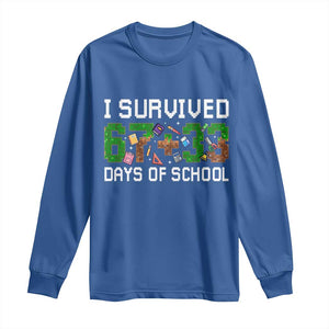 I Survived 67 33 Days Of School Long Sleeve Shirt Funny 100 Days of School 67 Pixel Game - Print Your Wear