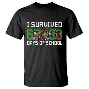 I Survived 67 33 Days Of School T Shirt Funny 100 Days of School 67 Pixel Game - Print Your Wear