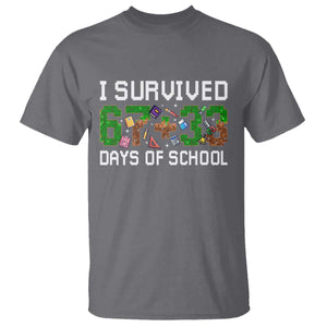 I Survived 67 33 Days Of School T Shirt Funny 100 Days of School 67 Pixel Game TS11 Charcoal Print Your Wear