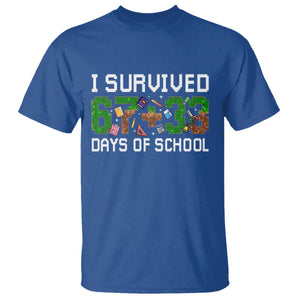 I Survived 67 33 Days Of School T Shirt Funny 100 Days of School 67 Pixel Game TS11 Royal Blue Print Your Wear