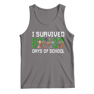 I Survived 67 33 Days Of School Tank Top Funny 100 Days of School 67 Pixel Game TS11 Deep Heather Print Your Wear