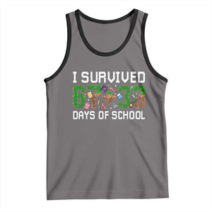 I Survived 67 33 Days Of School Tank Top Funny 100 Days of School 67 Pixel Game TS11 Deep Heather Black Print Your Wear