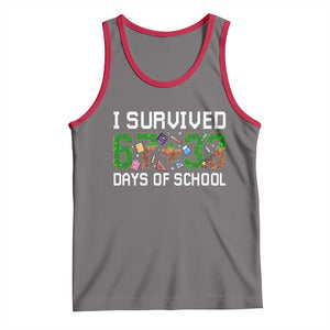 I Survived 67 33 Days Of School Tank Top Funny 100 Days of School 67 Pixel Game TS11 Deep Heather Red Print Your Wear